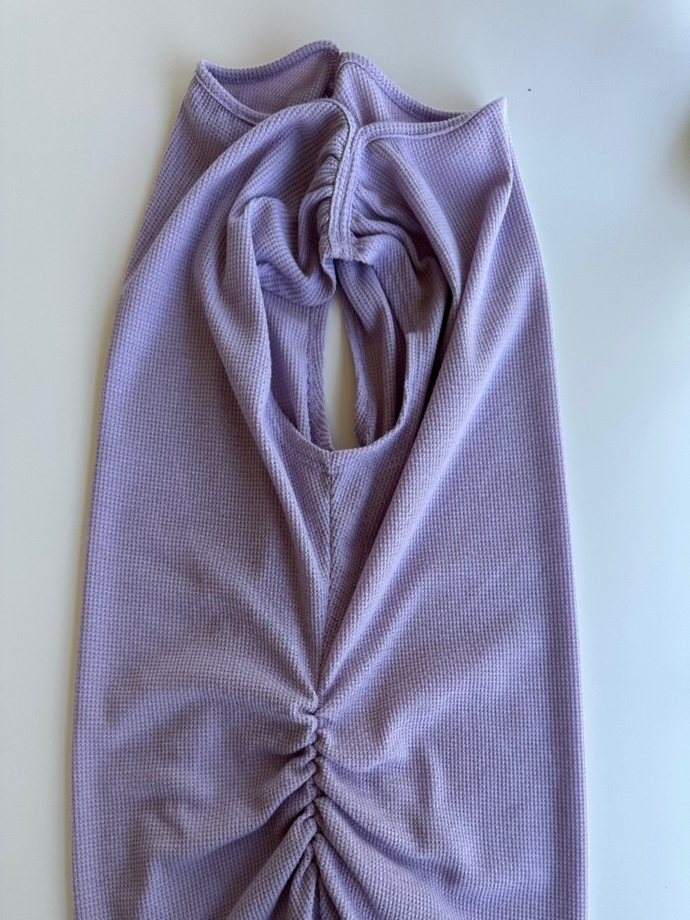 Gilli Lavender Waffle Sleeveless Tee with Ruching sz S - Picture 8 of 8